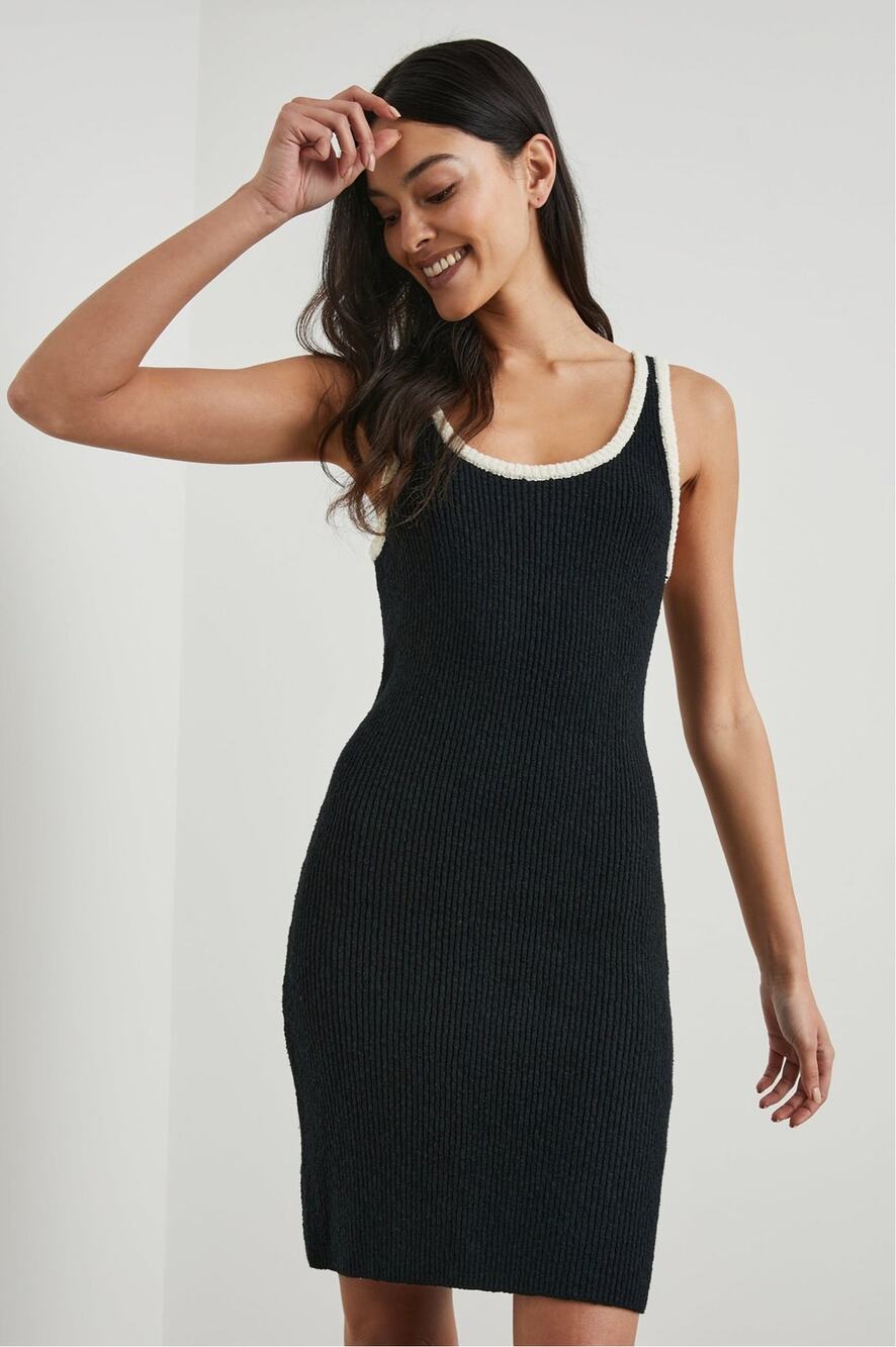 NWT Rails Emilie Black Textured Mini Tank Dress Size Large Beachy Vacation
